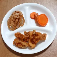 レンコンのきんぴら、にんじん、イカフライ|ナナさん