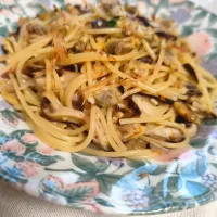 Kさんの料理 今日のスパゲティ・アーリオ・オーリオ・ペペロンチーノ(椎茸も入れて!)| m.rafuさん