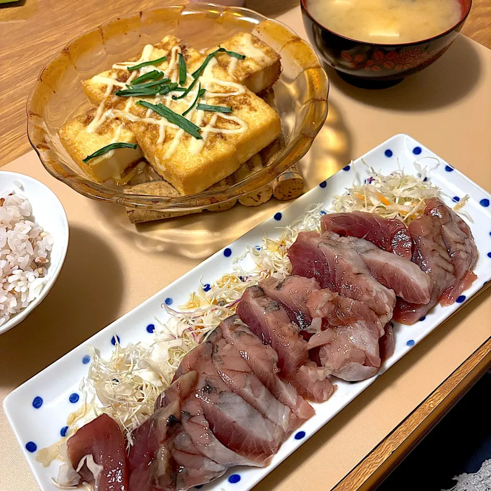 2025/10/06 静岡産 とろカツオお刺身、厚揚げマヨ醤油焼|kykyさん