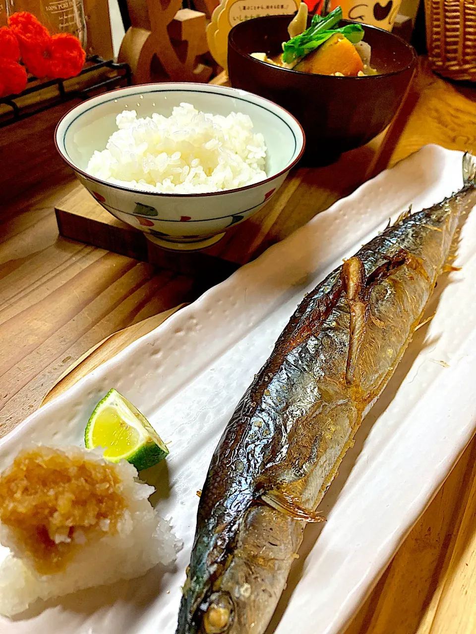 新米コシヒカリでさんま定食|真珠きょうだいママさん