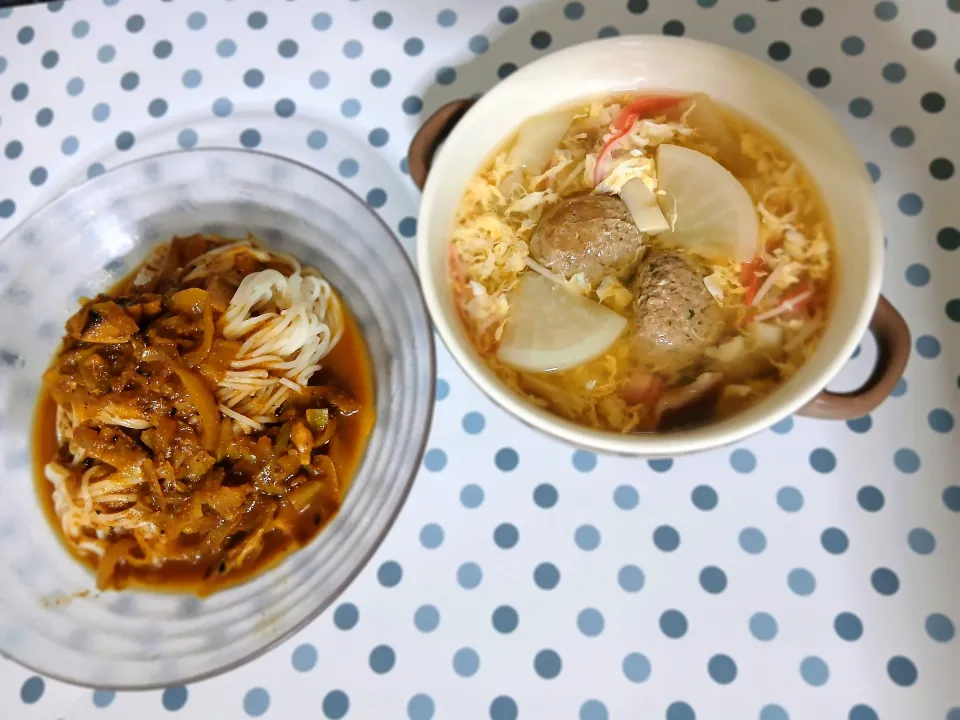 カレー素麺と蕪のスープ( *´艸｀)♥️|ぽんすけさん