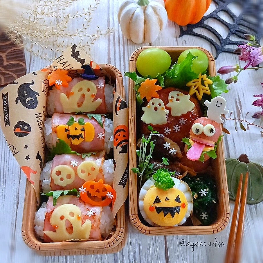 ベーコン巻きおにぎり👻
ハロウィン弁当🧡💜|ayano.adshさん