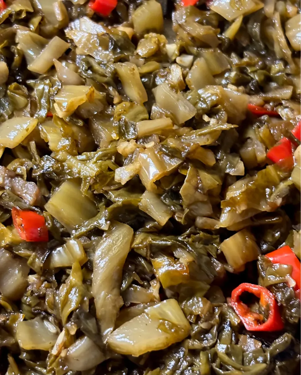 客家炒酸菜     まる(丸大豆)さんの料理 酸菜(酸芥菜)|まる(丸大豆)さん