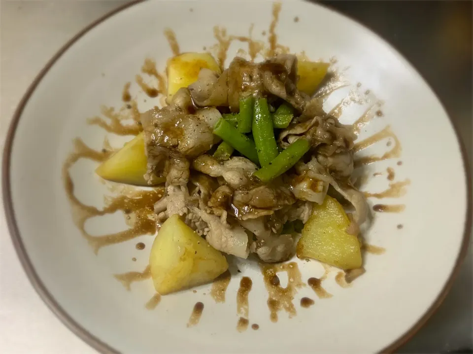 豚バラの白ワインソテー バルサミコソース|ゆめみどりさん