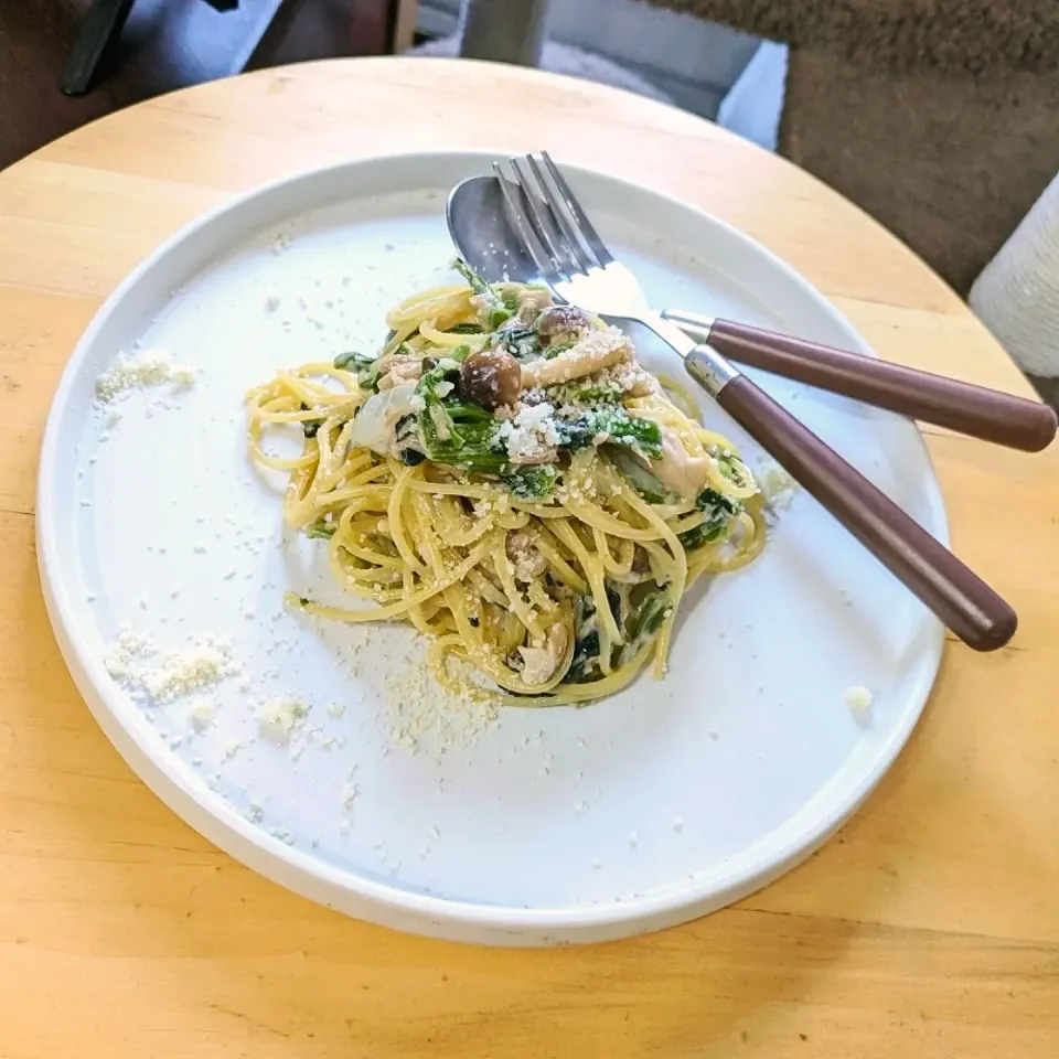 ツナとほうれん草、しめじのクリームパスタ|mi_neneco♪さん