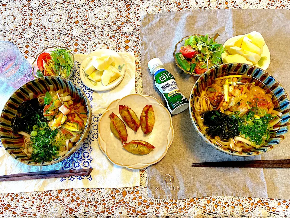 カラフルかき揚げ温きしめんのランチ♡|さくたえさん