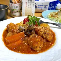 志野さんのコンソメいらないよ〜 甘酒プラスで更に旨みアップ😘                 鶏手羽元のカチャトーレ   (鶏肉の甘酒トマト煮)| sakurakoさん