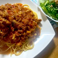 キノコたっぷりトマトクリームパスタ、豆苗のサラダ🌟|kaokaoさん