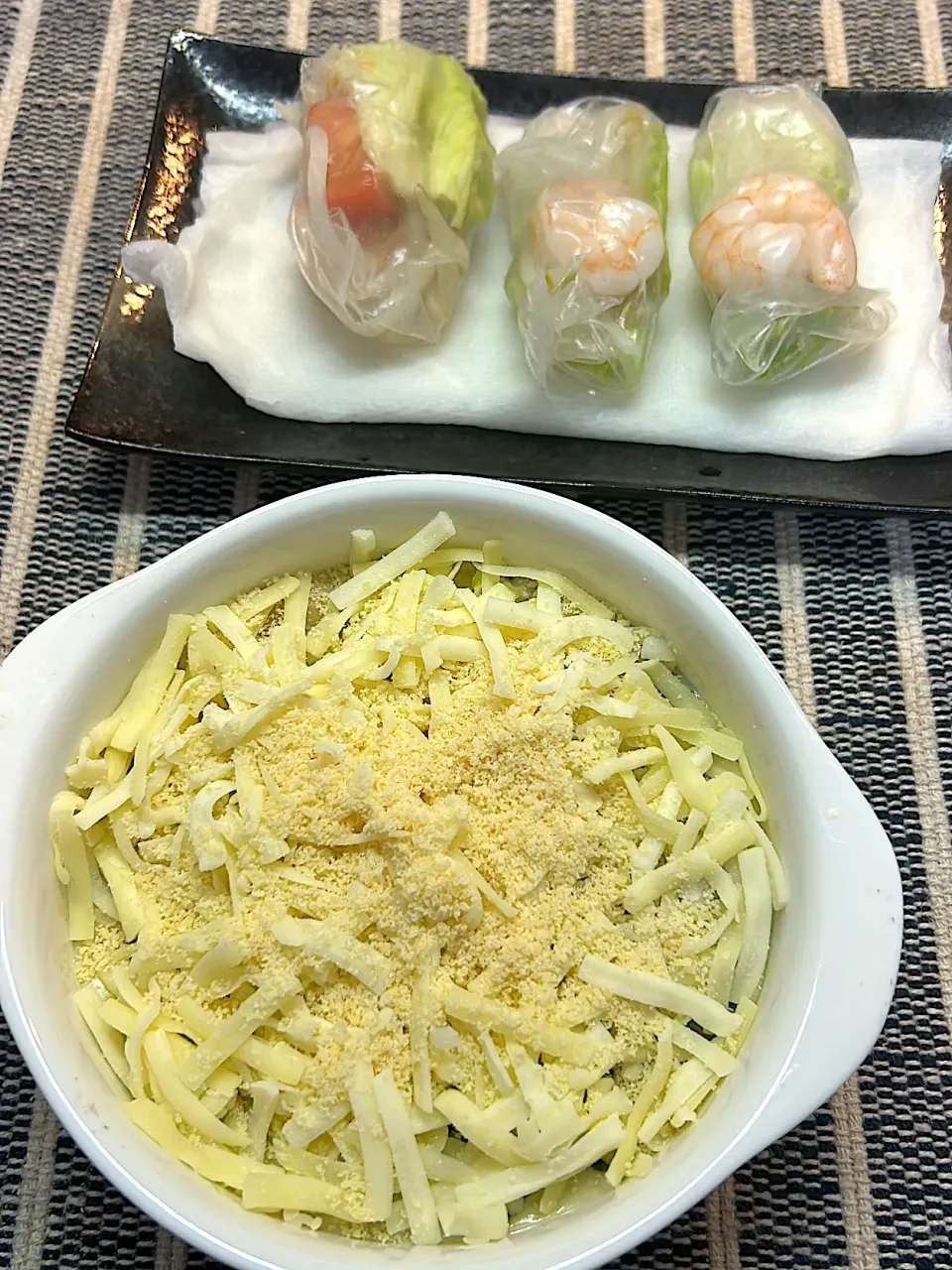 牡蠣とほうれん草のグラタン、生春巻き|ルナピーボールさん