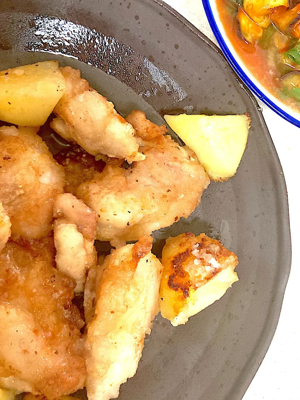 白出汁漬け唐揚げ、コチュ酢豆腐|まみみさん