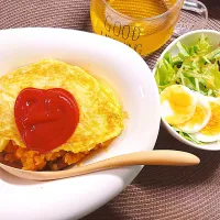 オムライスの夕ご飯|ゆうかさんさん