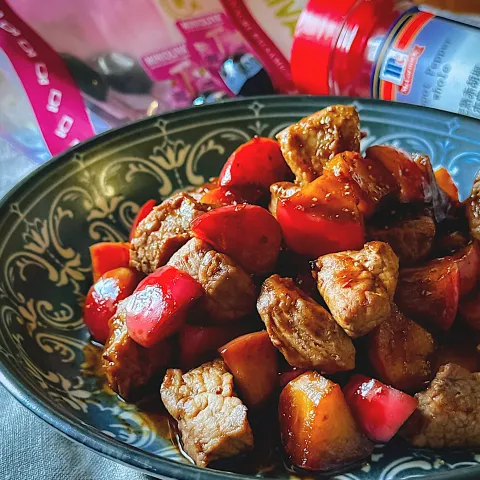 「ＭＣ　完熟赤胡椒（あらびき）袋入」を使ってみたSnapdishの料理・レシピ写真:🍎林檎と豚肉のバルサミコソテー🍎