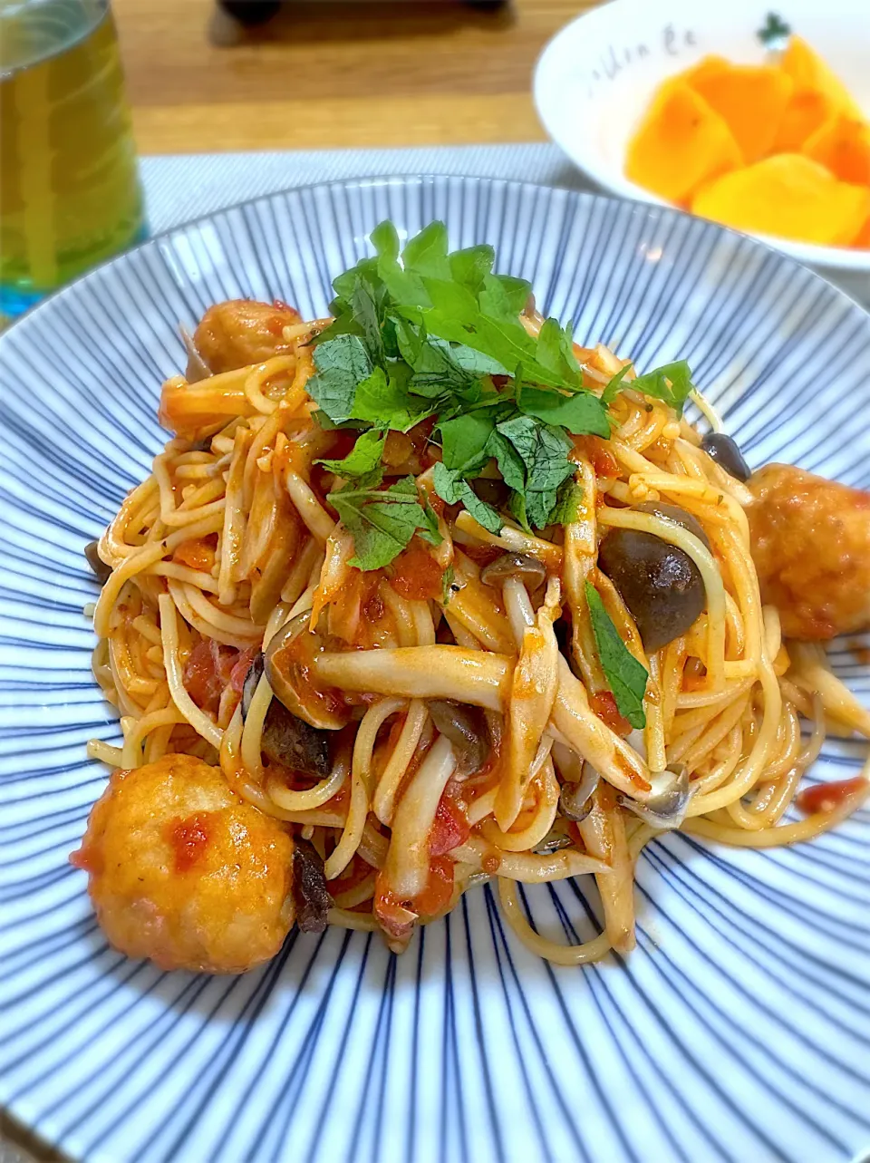 鶏つくねトマトソーススパゲッティ🍝|morimi32さん