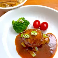 肉肉しいハンバーグとあなごめし　🕛|🌸yuni🌸さん