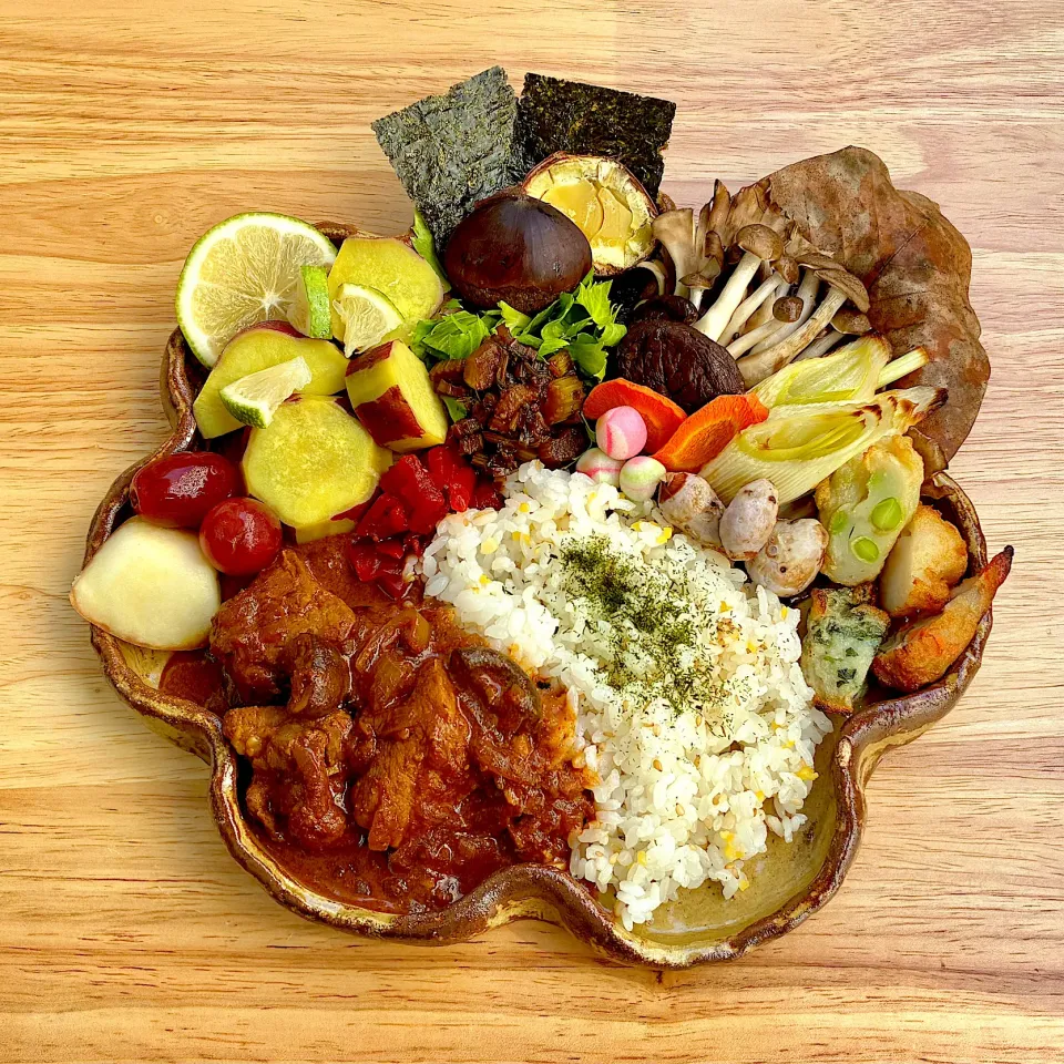 秋の里山プレート|青い鳥さん