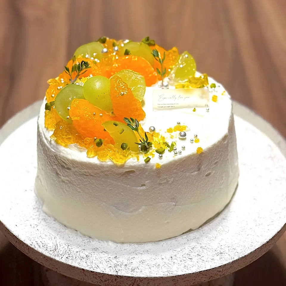 みかんとシャインマスカットのケーキ|つくねさん