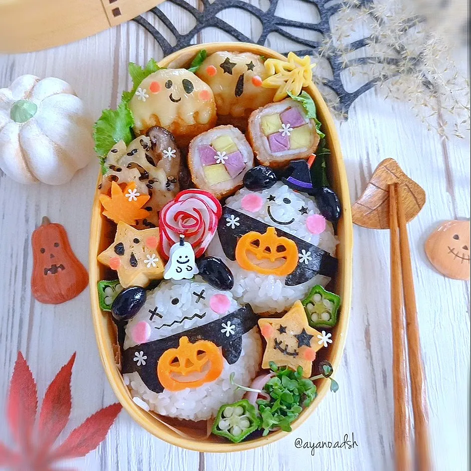 🐼まんまるパンダさんおにぎり
ハロウィン弁当🧡💜|ayano.adshさん