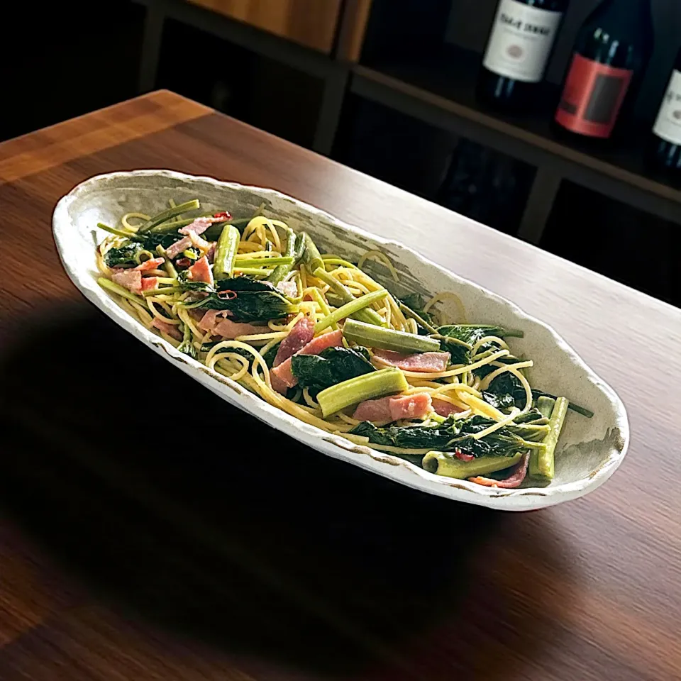 空芯菜ベーコンスパゲティ|りょうりょうさん