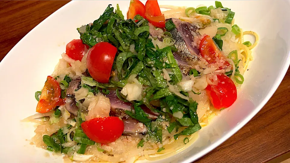 鰹のたたきで野菜パスタ|tun223さん