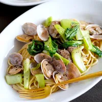 アサリと青梗菜の台湾風パスタ