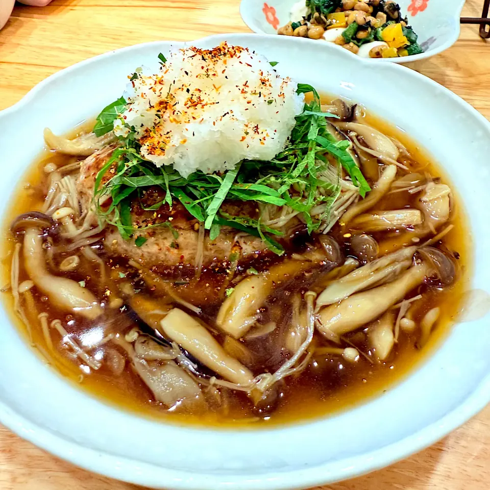 キノコ餡掛けハンバーグ|もやぴさん