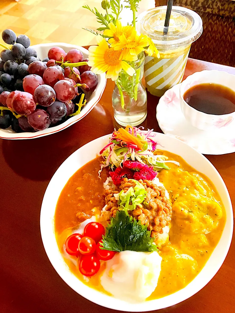 スパイスカレーとパンプキンスープ、納豆乗せて食べた^ ^|HAMI69さん