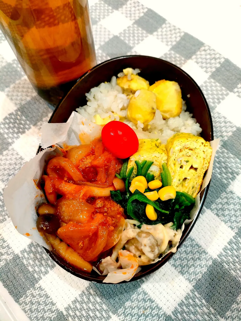 栗ご飯と煮込みハンバーグ弁当|ルルさん