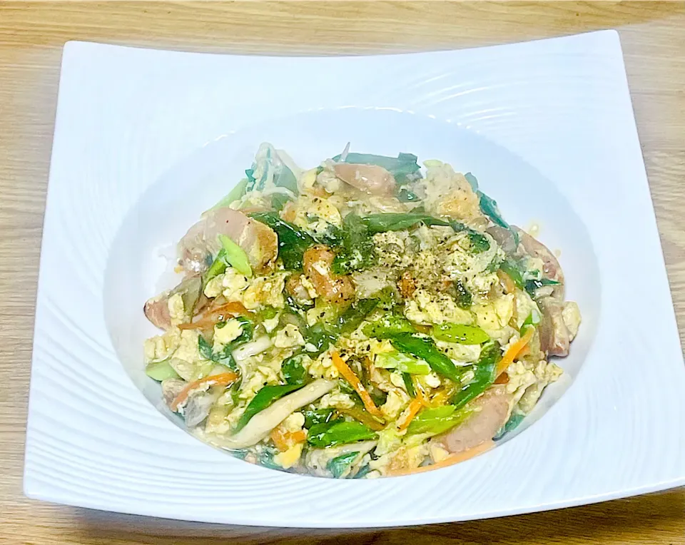 洋風九条ねぎ卵炒め丼|銀蔵じいちゃんさん