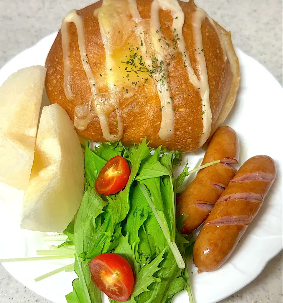 きのこクリームシチューパンモーニング|besさん