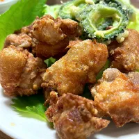 唐揚げとゴーヤの天ぷら|kazumi_a♡さん