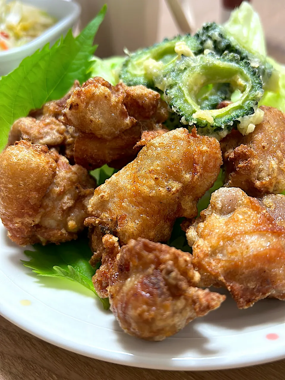 唐揚げとゴーヤの天ぷら|kazumi_a♡さん