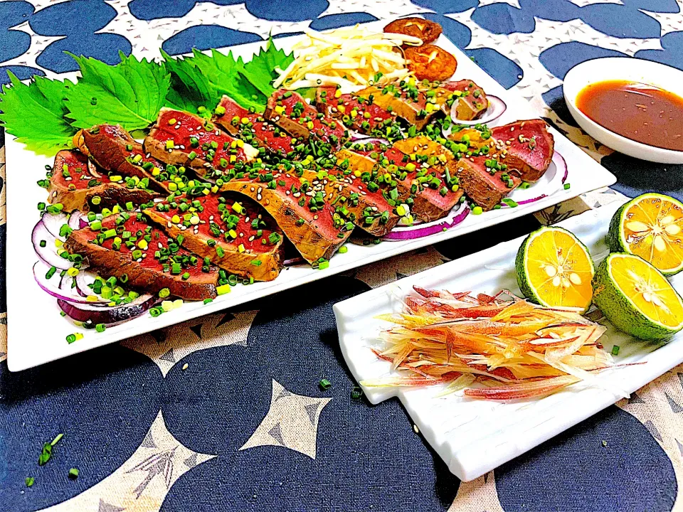 ぎんさんの料理 牛ハツのたたき|ももさん