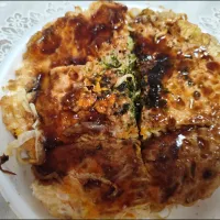 平日昼のみ持ち帰り550円のお好み焼き(肉玉そば)