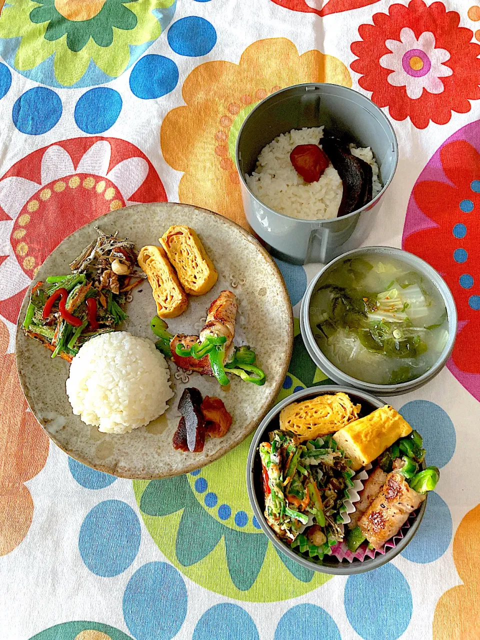 今日の旦那さんお弁当とmyランチプレート🩵|さくたえさん