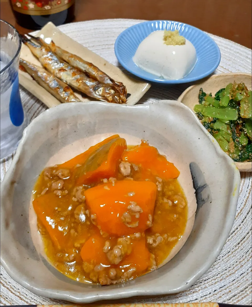 カボチャのひき肉餡掛け～✴️|びせんさん