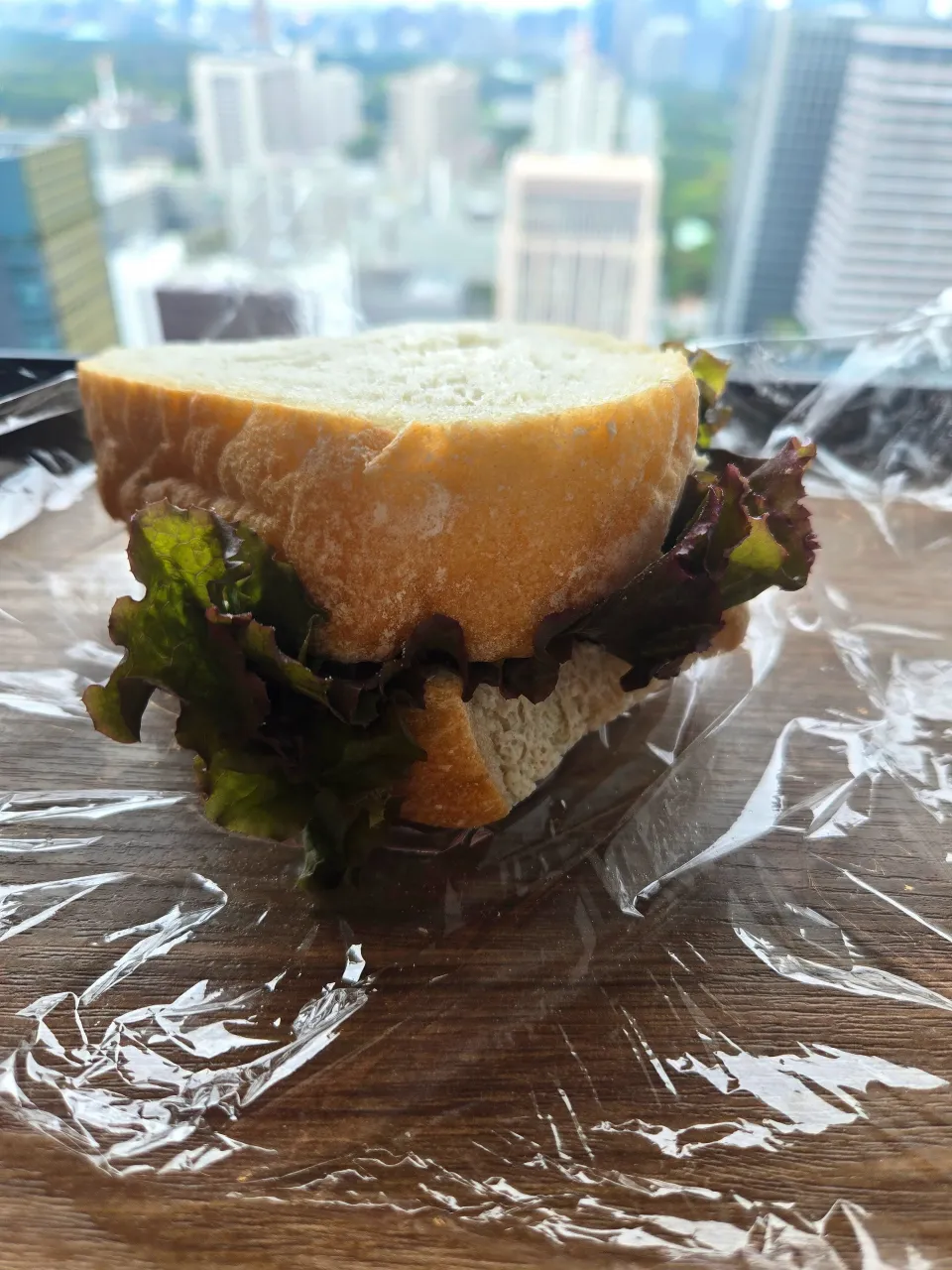 カンパーニュサンドだけど、サニーレタスで何も見えない😂|しあるさん