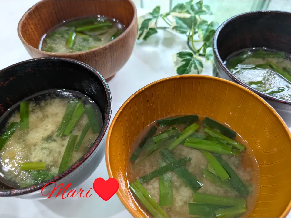 《レシピ有》煮込まずさっと作れる！ごま油香るニラの味噌汁。|Mariさん