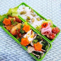 鶏むねのピリ辛焼きと枝豆ご飯のお弁当|Reikoさん