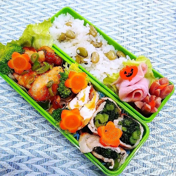 鶏むねのピリ辛焼きと枝豆ご飯のお弁当|Reikoさん