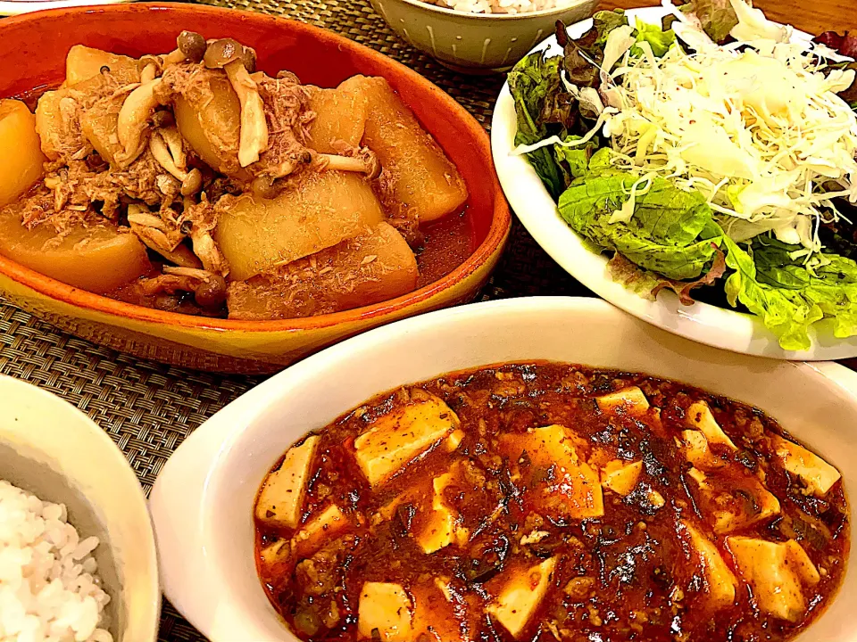 ツナ大根しめじの煮物と麻婆豆腐❤️‍🔥|＊yurika＊さん