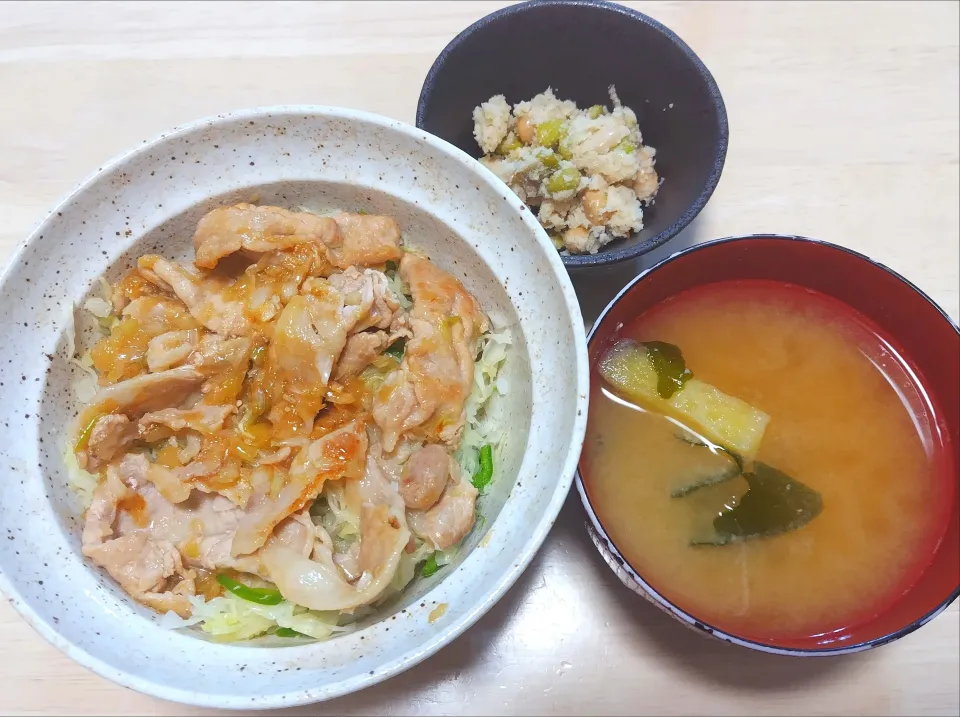 2025 1016　ねぎ塩丼　卯の花　さつまいもとわかめのお味噌汁|いもこ。さん