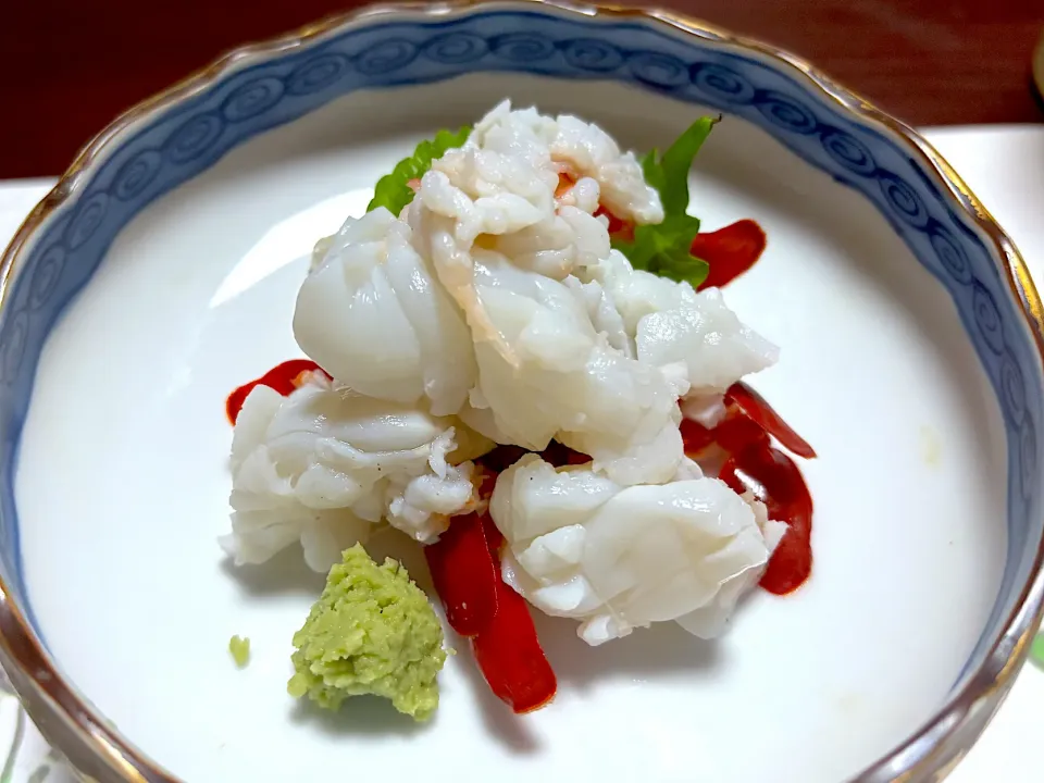 ①10月15日・［伊勢エビ🦞コース］・伊勢エビの湯引き😊✨（湯引きの食感最高❣️）|山勝さん