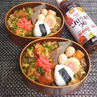 母とムスコのラブラブおソロ♪ミニおでん乗っけ🍢鶏ごぼうごはん弁当