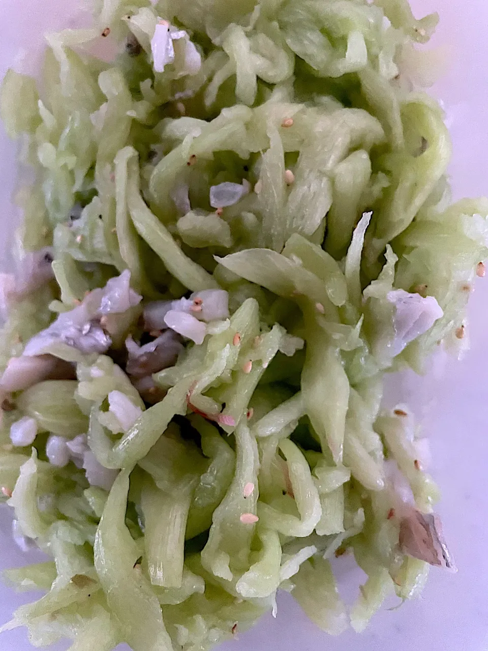 太刀魚とハスイモの茎の酢の物|ころりんさん