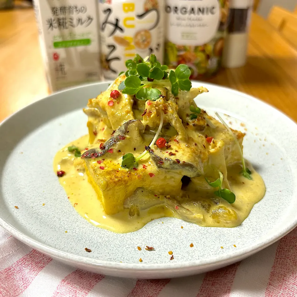 厚揚げの木の子カレー味噌ソース|sakurakoさん