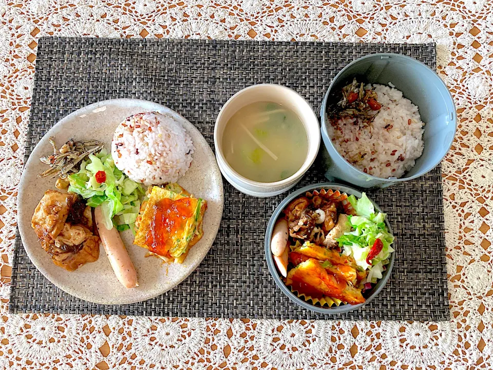 旦那さんお弁当とmyランチプレート10/17|さくたえさん