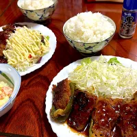 今晩はピーマン肉詰め|こどもおやじさん