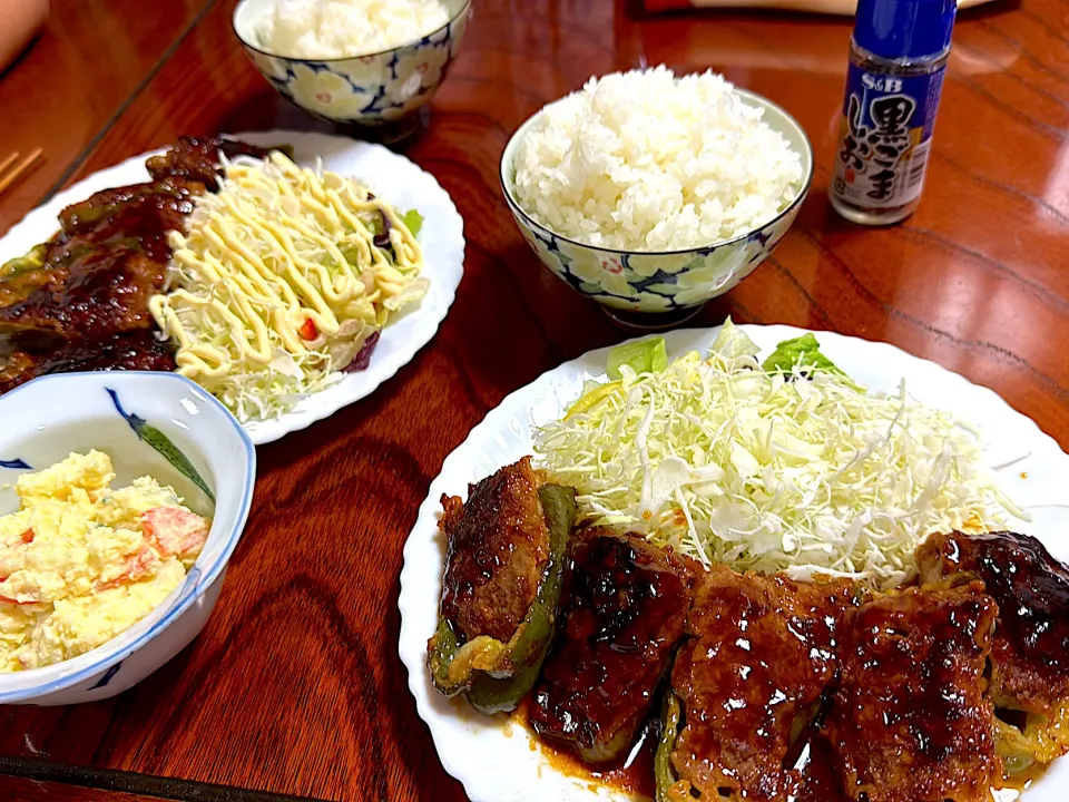 今晩はピーマン肉詰め|こどもおやじさん