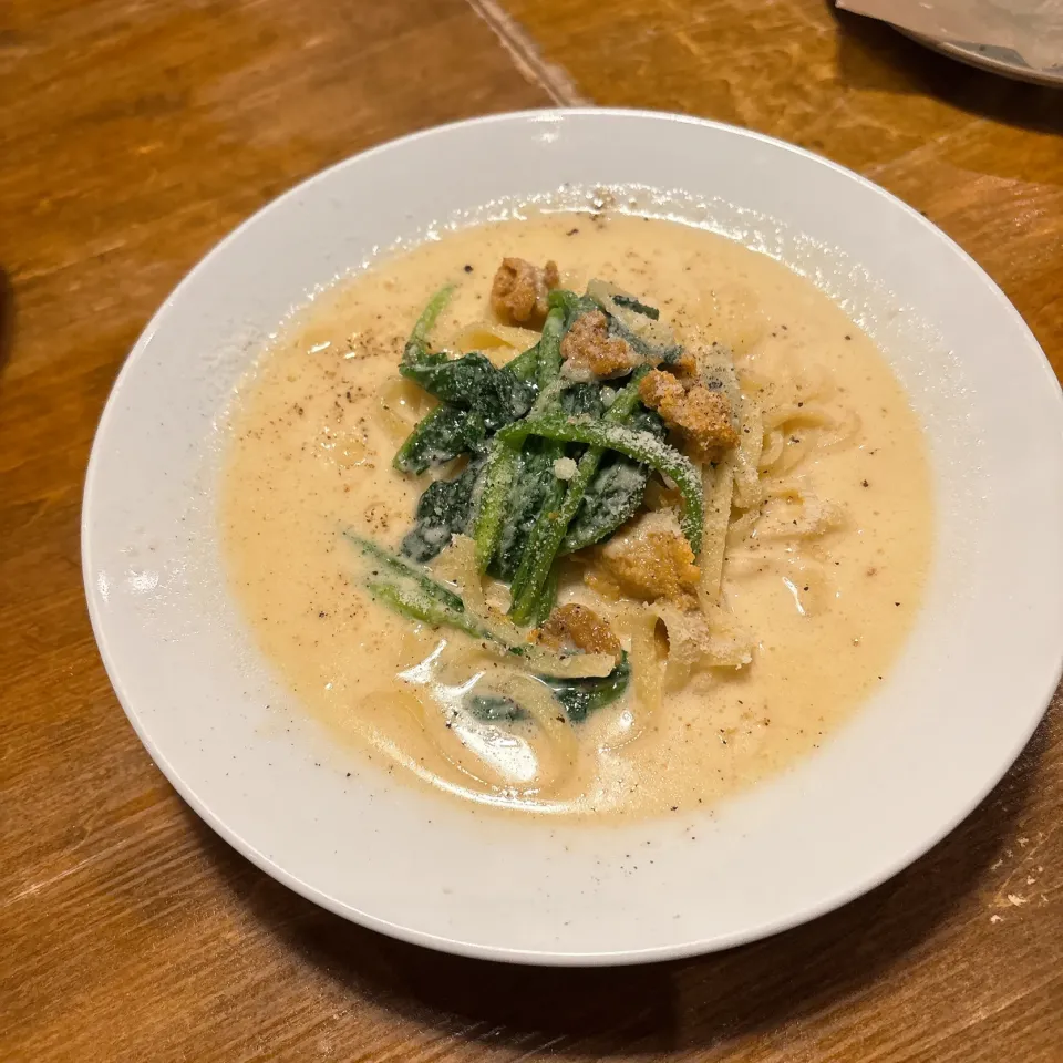 雲丹とほうれん草のクリームパスタ|ちゃみこさん