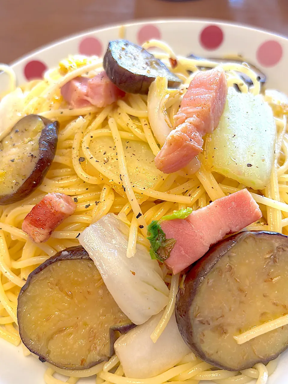 ペペロンチーノ風白菜とベーコンと茄子のオイルスパゲティ|masaさん